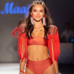 MAAJI Embroidered Set - Strapless Beverly Bikini Top & High Waist Bottom - S